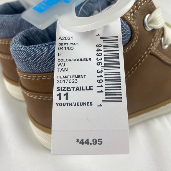 Children’s Place Boys High Top Faux Leather Sneakers Size 11 NWT - Picture 5 of 6